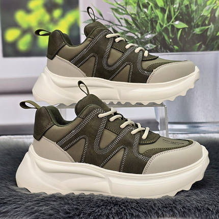 Кросівки жіночі MD хакі еко-шкіра демісезонні 8151, фото 1