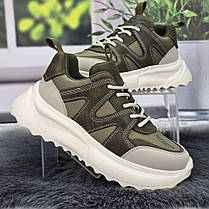 Кросівки жіночі MD хакі еко-шкіра демісезонні 8151, фото 3