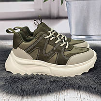 Кросівки жіночі MD хакі еко-шкіра демісезонні 8151, фото 4