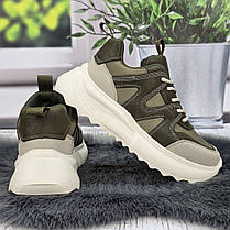 Кросівки жіночі MD хакі еко-шкіра демісезонні 8151, фото 5