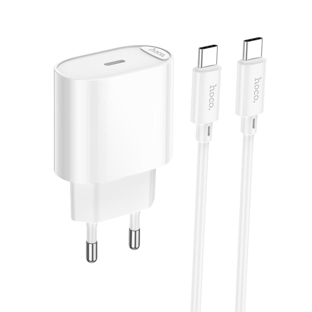 Мережевий зарядний пристрій HOCO C109A(PD20W) Fighter single port PD20W charger set(C to C) White