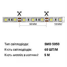 Світлодіодна стрічка OEM ST-12-5050-60-CW-20-V2 біла, негерметична, 1м, фото 4