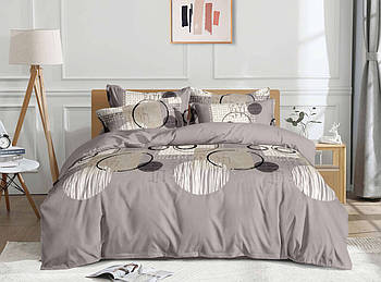 Постільна білизна Королева Ночі (Фланель) | Полуторний комплект | 50х70 | Абстракція на сіро-бежевому