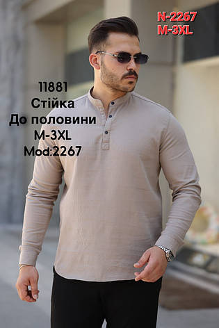 Стрейчева сорочка Sarino з довгим рукавом (стійка, структура) mod.2267, фото 1