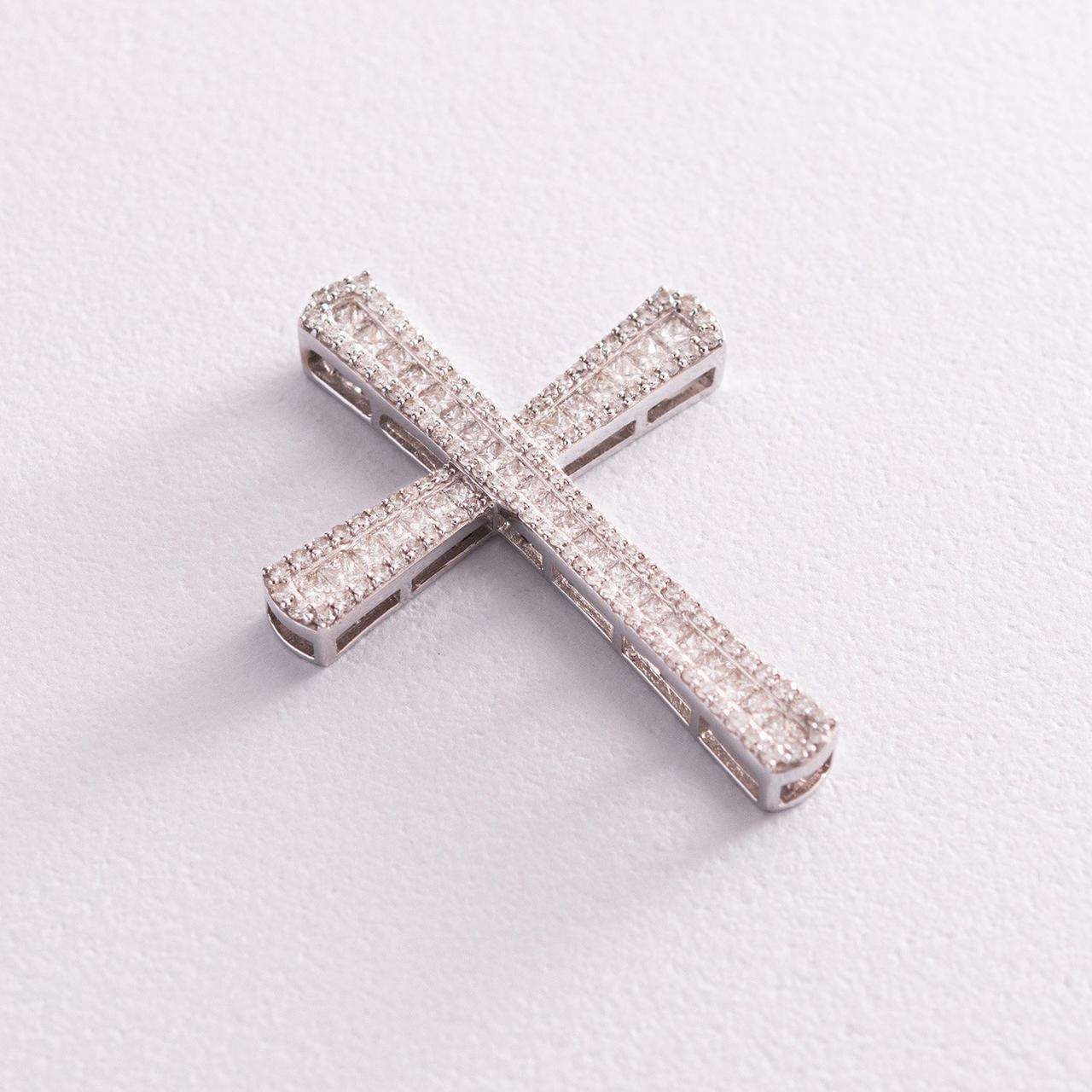 Золотий хрестик із діамантами пб0167са, фото 1