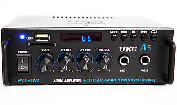 Підсилювач UKC A5 — Bluetooth, USB,SD,FM, MP3! Караоке 2х канальний 2x120W