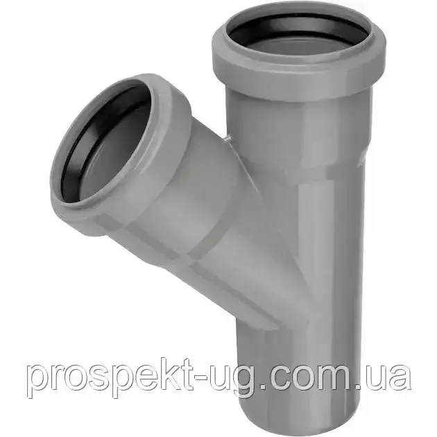 Трійник ПП 32х32/45° для внутрішньої каналізації (сірий), фото 1