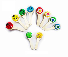 Дитячі дерев'яні кастаньєти з ручкою