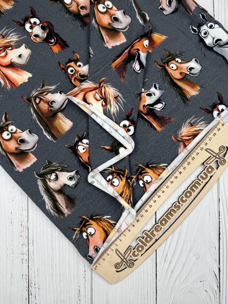 Стрейч кулір принт «Веселі гриви» - 180см. (діджитал)ВІДРІЗ 1.10- ШИРИНА 123см