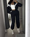 Стильний жіночий костюм-двійка з плащової тканини з лампасами, фото 2