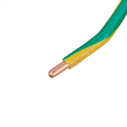 Провід одножильний 6.0mm² (10AWG, 1xD2.76мм, мідь, PVC), жовто-зелений, 1м, фото 2