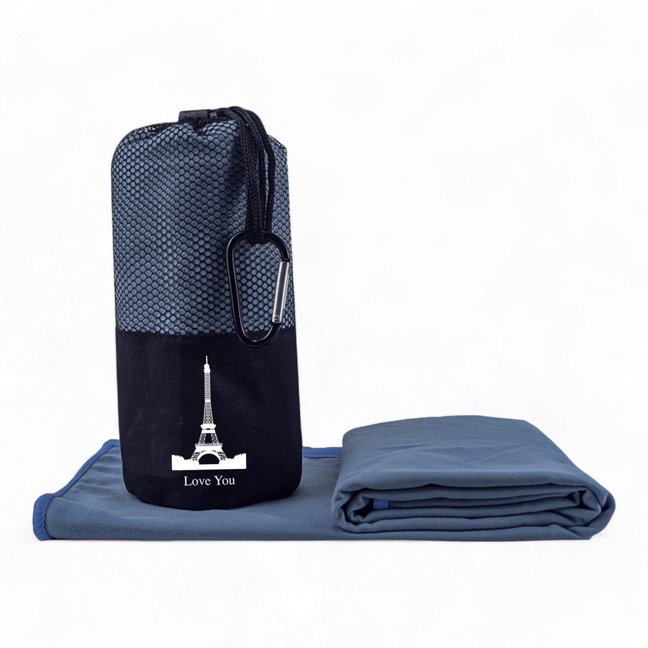 Рушник спортивний мікрофібра Love You з чохлом синій 80х180 см (60174), фото 1