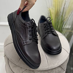 Туфлі чоловічі коричневі повсякденні. Натуральна шкіра флотар. 42 розмір