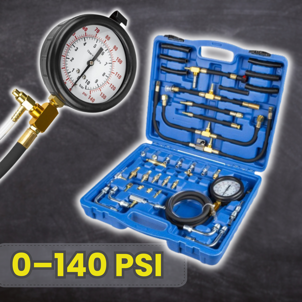 Набір для вимірювання впорскування палива ALFA AL06005 0-10 барів, 0-140 PSI