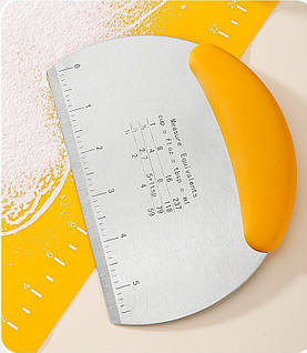 Шпатель різак для тіста з нержавіючої сталі скребок з подвійною шкалою, неслизька ручка, інструмент для тіста помаранчевий