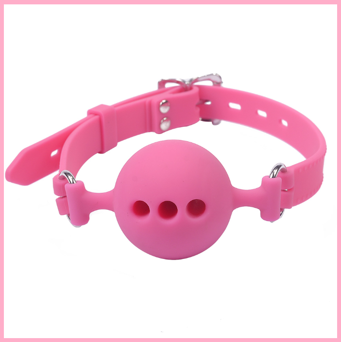 Кляп з отворами для повітря, Кляп шар Рожевого кольору для рольових ігор, БДСМ атрибутика, Інтимні іграшки, фото 1