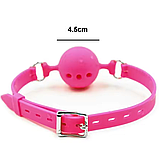 Кляп з отворами для повітря, Кляп шар Рожевого кольору для рольових ігор, БДСМ атрибутика, Інтимні іграшки, фото 7