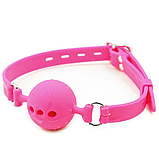 Кляп з отворами для повітря, Кляп шар Рожевого кольору для рольових ігор, БДСМ атрибутика, Інтимні іграшки, фото 6