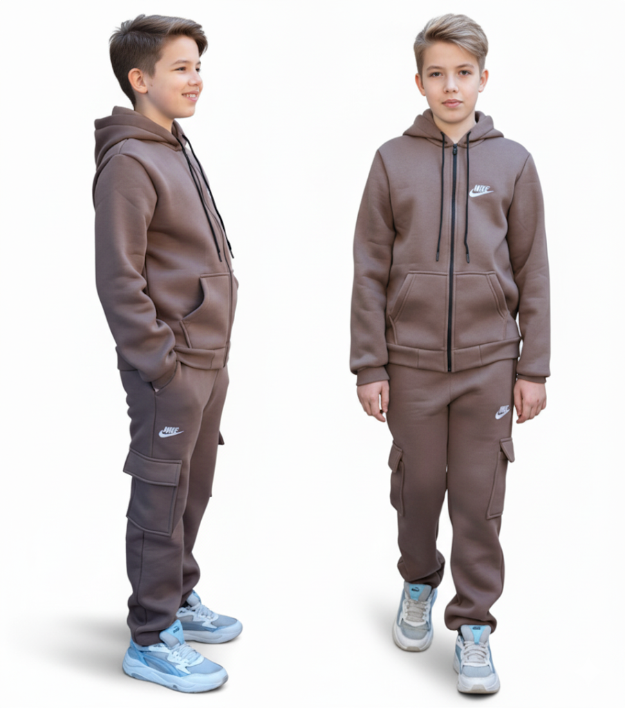 Теплий спортивний костюм для хлопчика на блискавці на флісі Nike (140-164р), фото 1
