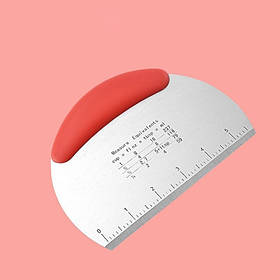 Шпатель різак для тіста з нержавіючої сталі скребок з подвійною шкалою, неслизька ручка, інструмент для тіста червоний