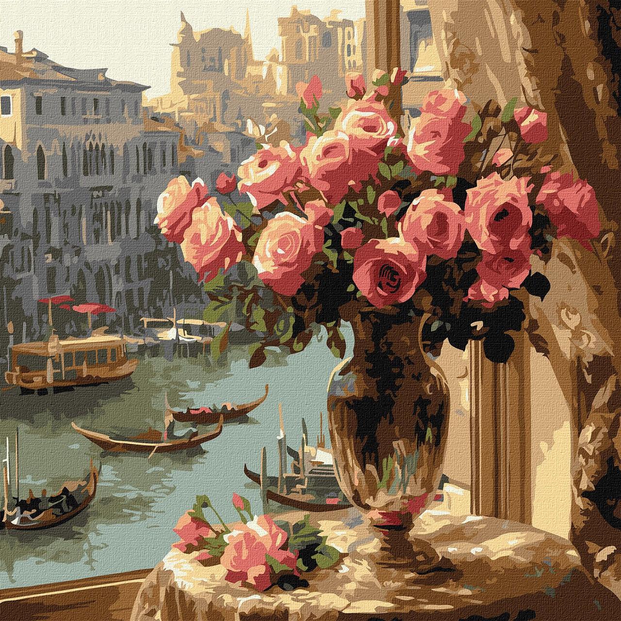Картина за номерами 40х40 см. Троянди у Венеції ©art_selena_ua Ідейка. KHO6412, фото 1