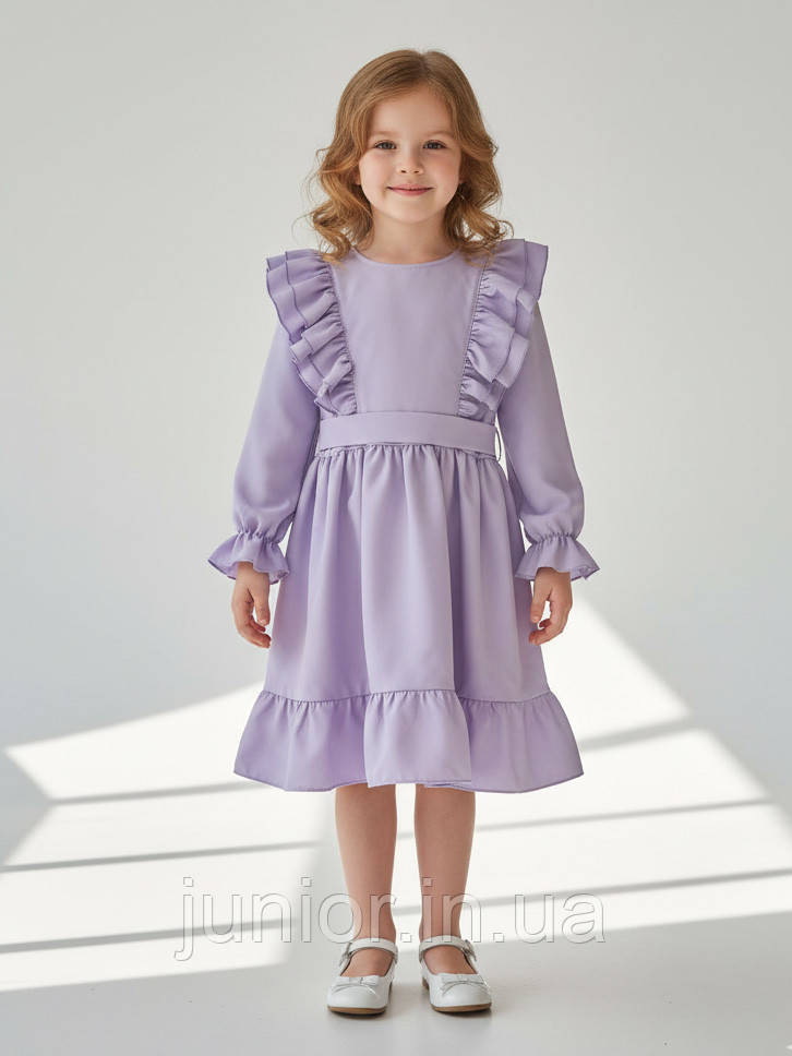 Плаття з довгим рукавом для дівчинки Лавандове 98-116р. Святкове плаття з довгим рукавом Дитяче плаття, фото 1
