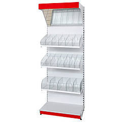 Стелаж кондитерський Рістел 1900х600 мм ТИП 9, приставний торговий стелаж, стелаж торговий для печива, стелаж для чаю, для приправ