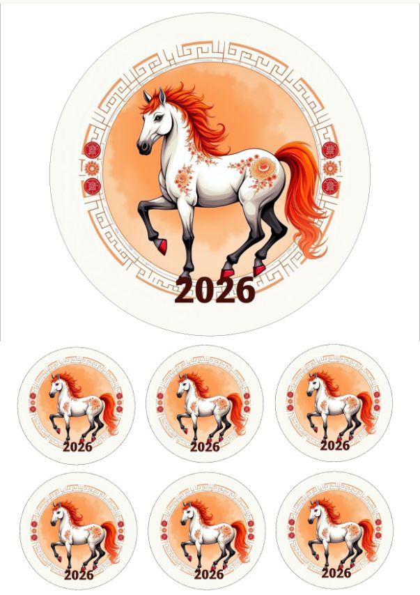 Вафельна картинка "Новий рік-2026" /ВК-0008/ - А4 - символ року, фото 1