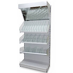 Стелаж кондитерський Рістел 1900х750 мм ТИП 9, приставний торговий стелаж, стелаж торговий для печива, стелаж для чаю, для приправ