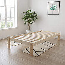 Ліжко односпальне «Серджіо» 200×90, масив сосни, без покриття (ламелі 20 мм — подарунок)