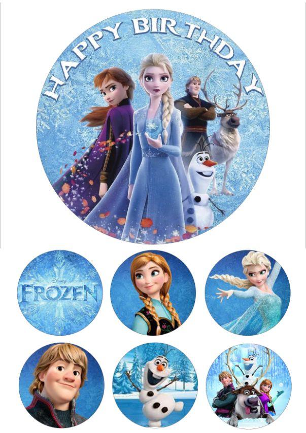 Вафельна картинка  "Happy Birthday" "Крижане серце" /ВК-0043/  - А4, фото 1