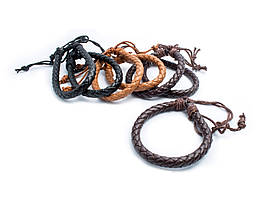 Чоловічий шкіряний браслет плетінка