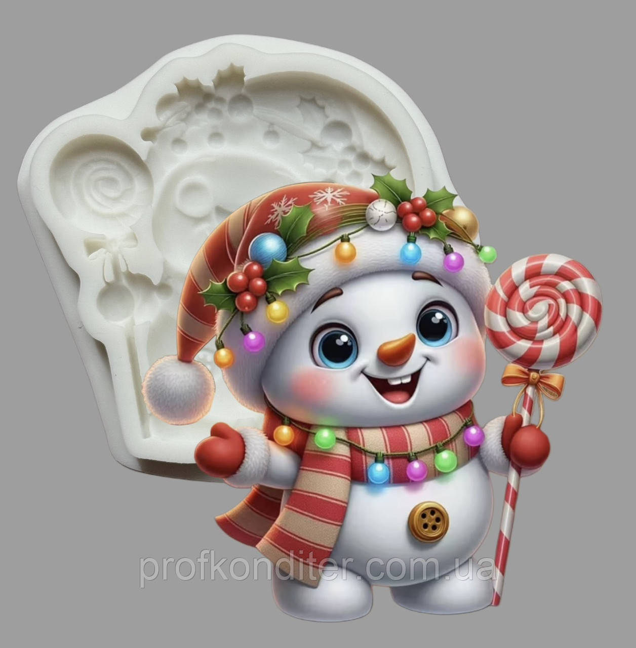Силіконовий Молд для шоколаду, карамелі, мастики та ін  "Новорічний сніговик", фото 1