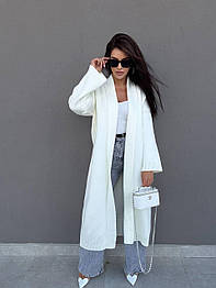 Жіночий довгий в'язаний кардиган оверсайз без застібок — Туреччина, розмір 42-48, кольори молочний, шоколад, кемель