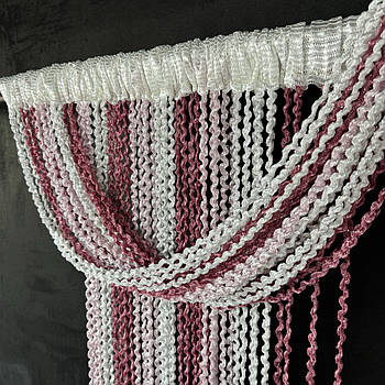 Штори-нитки веселка в кімнату спальню вітальню, ниткові штори на вікна кухні Рожево-біло-малинові (NS-210)