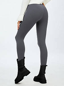 Лосини утеплені в середній рубчик на флісі жіночі трикотажні