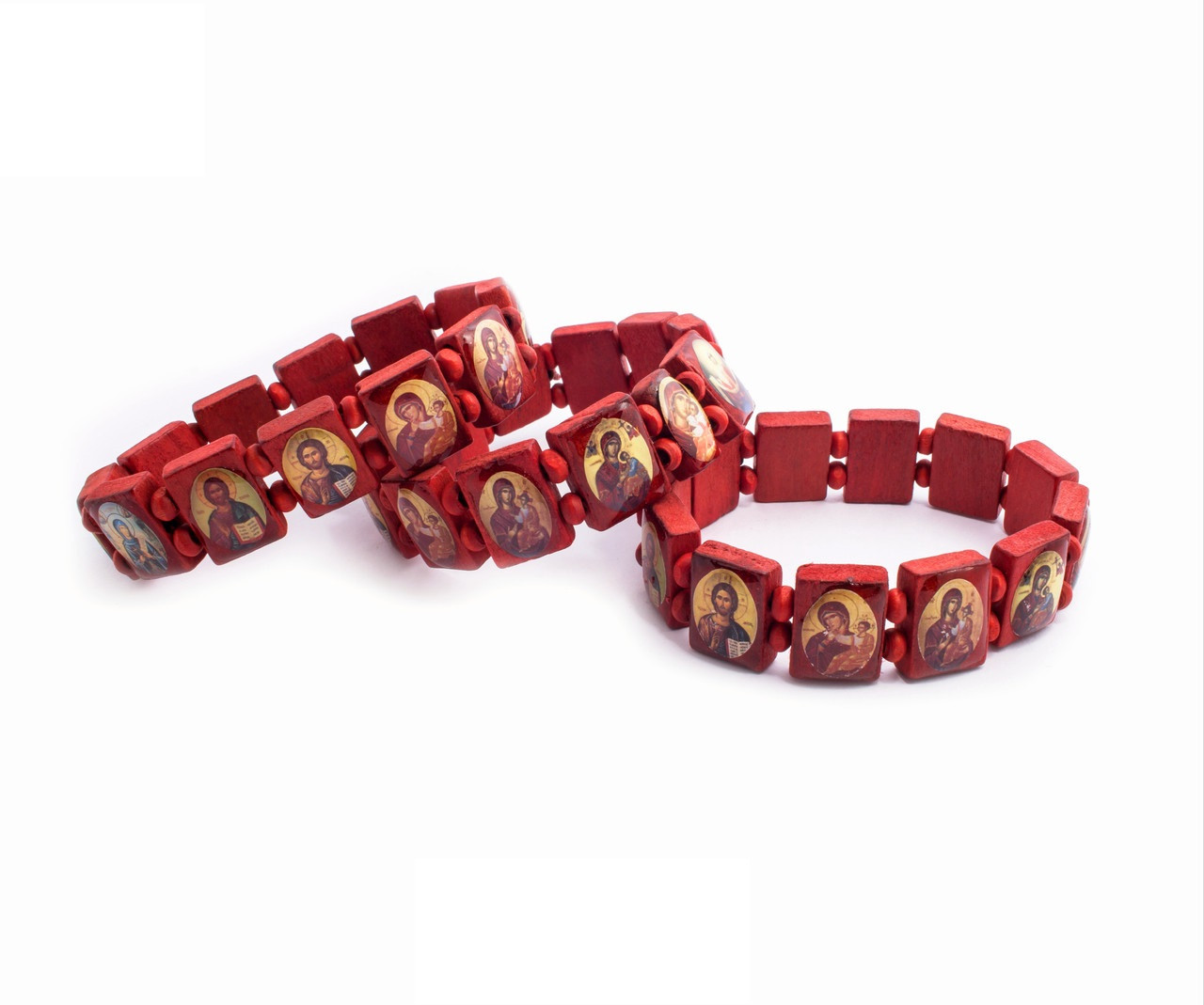Дерев'яний браслет на руку з ликами Святих