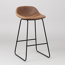 Сучасний барний стілець Boston M у стилі лофт, чорний, зі спинкою і підніжкою, сидіння з екошкіри