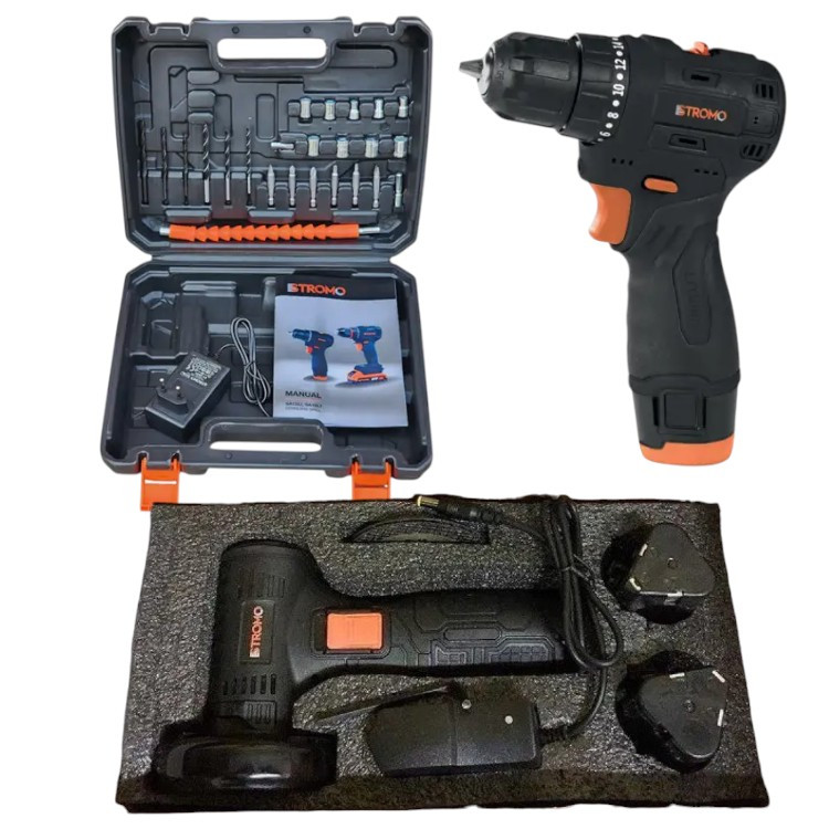 Набір акумуляторних інструментів STROMO SA-12Li шурупокрут і кутова шліфмашина AGA-150 (3 АКБ, зарядний пристрій), фото 1