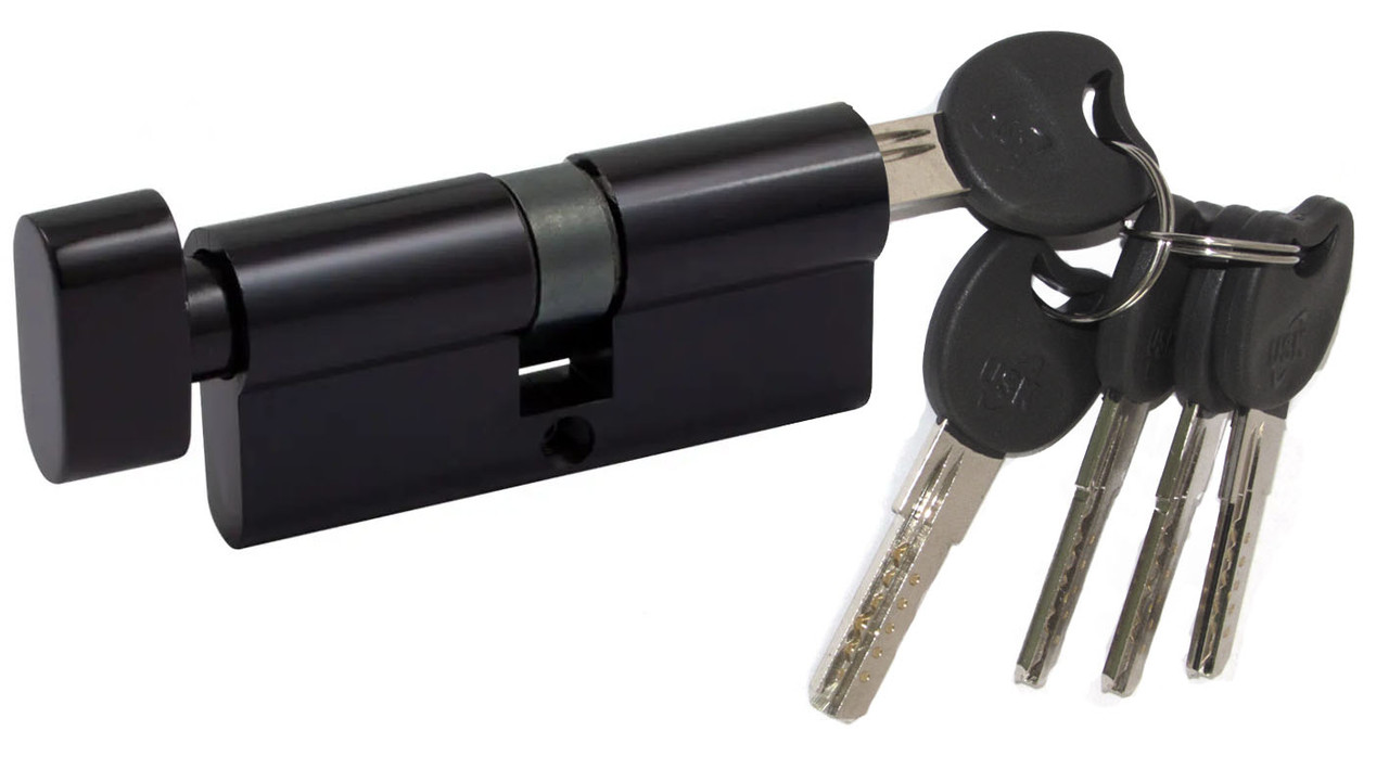 Циліндровий механізм USK ZC-70 (35x35) ключ/поворотник Чорний, фото 1