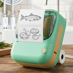 Портативний принтер для наклейок, з USB, B-3, Зелений / Міні принтер для друку / Кишеньковий термопринтер