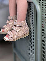 Дитячі шкіряні ортопедичні босоніжки для лікування вальгусної деформації на дівчинку 22 розмір, фото 3