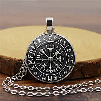 Кулон Вегвизир рунический компас на цепочке 45 см. Кулон на цепочке с Вегвизиром