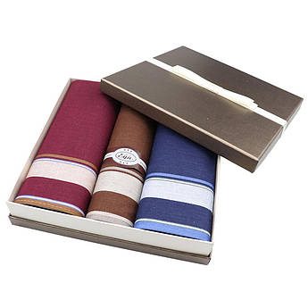 Подарунковий набір бавовняних чоловічих носових хусток EGA СН-753/3 3 шт.