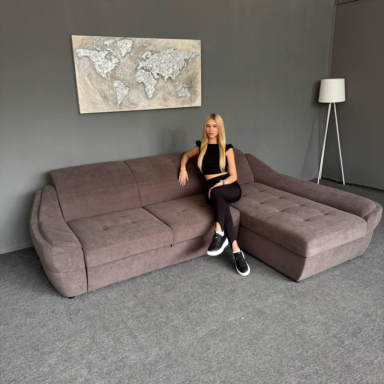 Розкладний диван кутовий коричневого кольору, фото 1