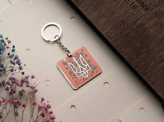 Брелок металевий з УФ-друком. Тризуб 40х40мм