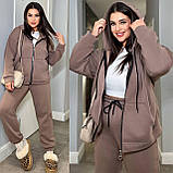 Костюм жіночий теплий спортивний з тринитки на флісі із кофтою на молнії (Батал), фото 2
