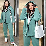 Костюм жіночий теплий спортивний з тринитки на флісі із кофтою на молнії (Батал), фото 4