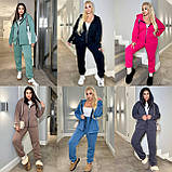 Костюм жіночий теплий спортивний з тринитки на флісі із кофтою на молнії (Батал), фото 5