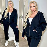 Костюм жіночий теплий спортивний з тринитки на флісі із кофтою на молнії (Батал), фото 8